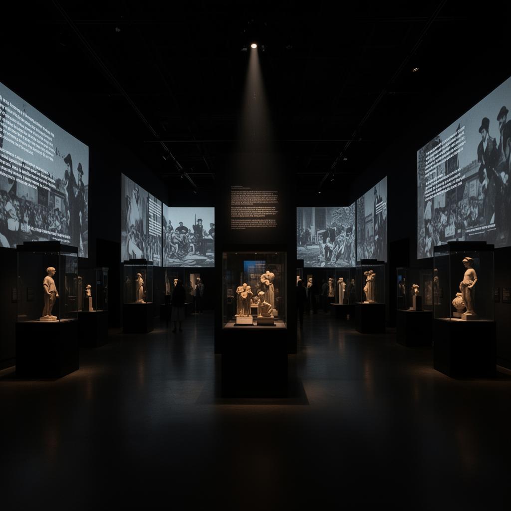 Museum gallery with immersive displays